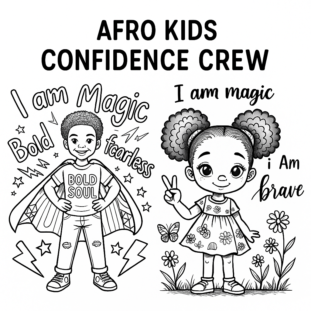Afro Kids Coloring Pages - Art Prompt Generator