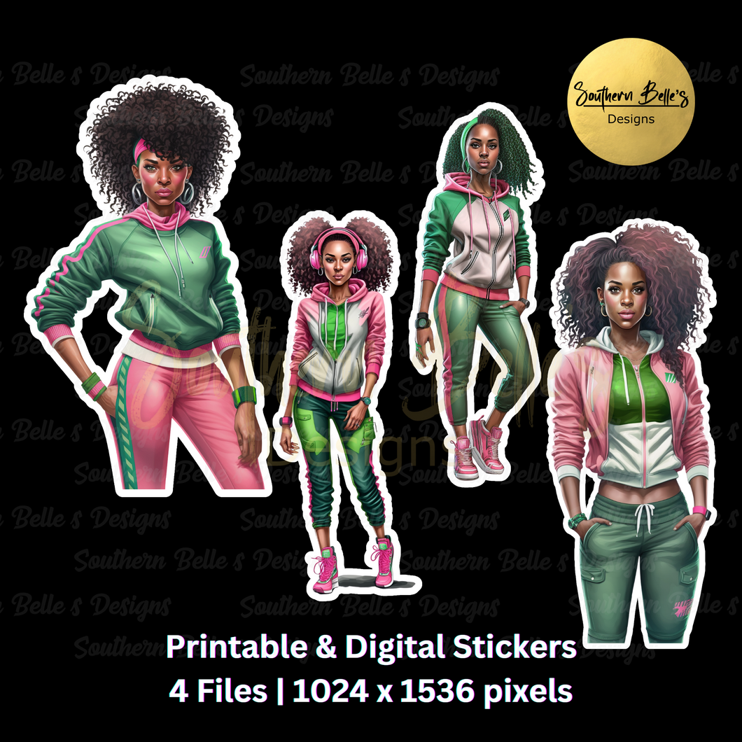Printable Stickers (Pink and Green)